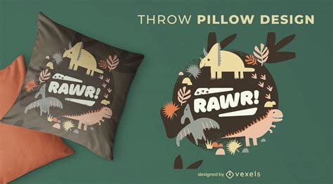 Dinosaur Animals Cute Throw Pillow Design Vector Download