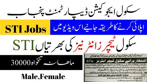 Sti Jobs 2021 Advertisement Apply Method Sti Jobs 2021 Punjab
