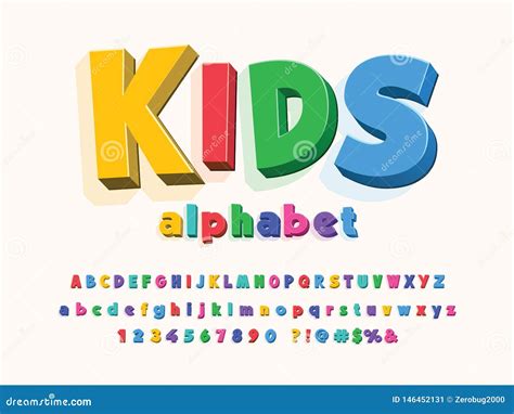 Kaeden Bold Kids Fun Childrens Font Alphabet Numbers Letters Vector Art