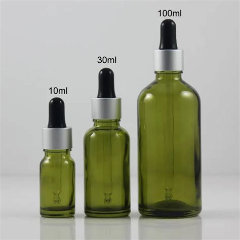 100pcs Empty Olive Green 30 Ml Dropper Bottle For Essential Oils Olive