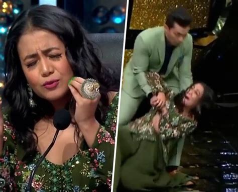 See Video Indian Idol Judge Neha Kakkar Falls While Dancing On Stage With Host Aditya Narayan