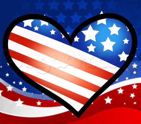 How To Draw A Th Of July Heart Patriotic Pictures I Love Heart Th Of July