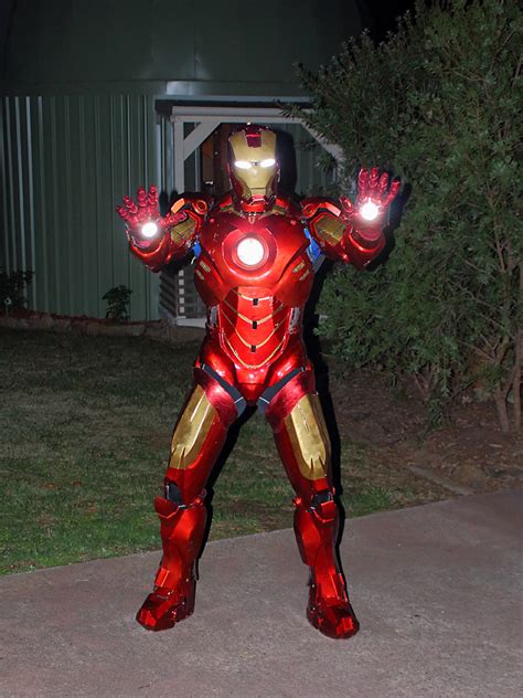 Australian Man Builds A Steel Iron Man Suit In His Backyard Workshop To Bring A Smile To