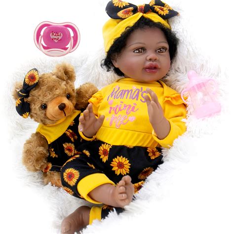 Milidool Black Reborn Baby Girl Doll 22 Inch African American Lifelike