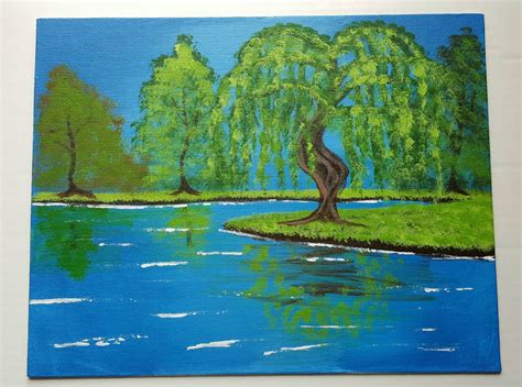 Willow Tree Acrylic 11x14 Painting Abstract Landscape