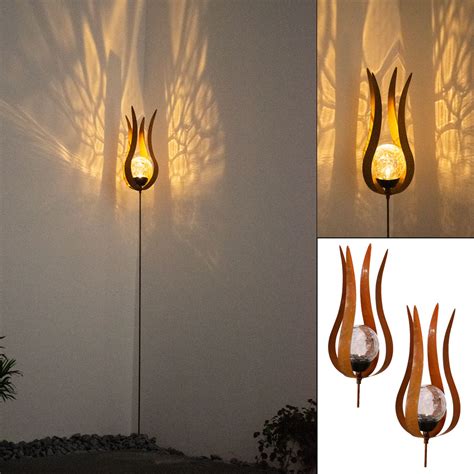 Designer lampe garten lampe in rheinland pfalz bad kreuznach. 2x LED Solar Steck Lampe Garten Figur Blumen-Design Kugel ...