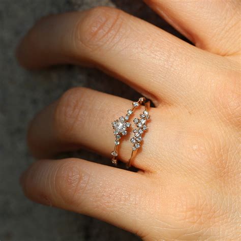 Discover stunning rose gold name necklaces and so much more; Kataoka | Thin Diamond Cluster 18k Rose Gold Ring at Voiage Jewelry