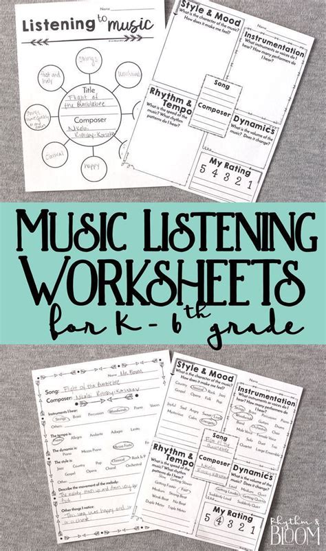 Music Listening Worksheets K 6 Music Listening Worksheet Middle