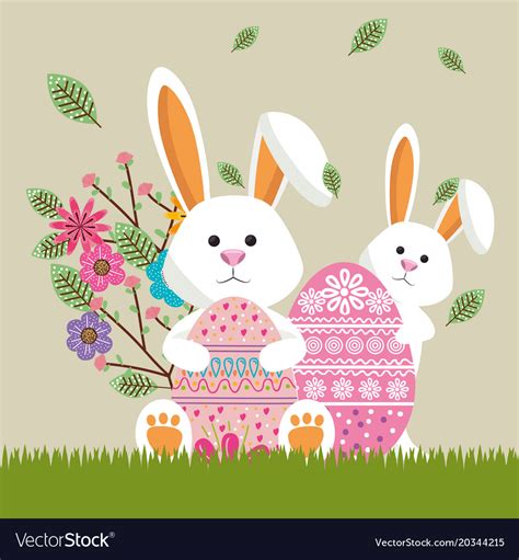 Cute Rabbit Happy Easter Card Royalty Free Vector Image