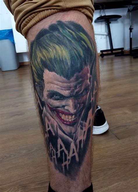 Joker tattoo by Piotr Limited availability at Revival Tattoo Studio Tatuagem de palhaço