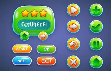 Free Vector Design For Complete Set Of Level Button Game Pop Up