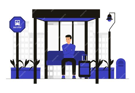 Premium Vector People Waiting At The Bus Stop Bus Stop Concept