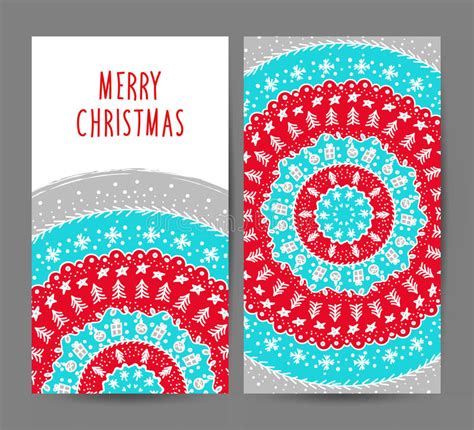 Christmas And New Year Greeting Cards Vector Set Stock Vector