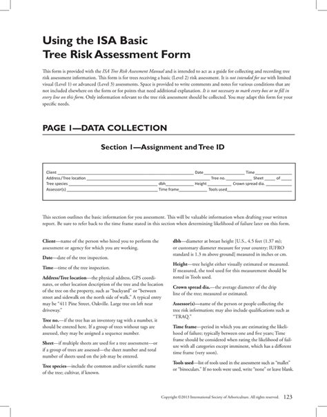 Using The Isa Basic Tree Risk Assessment Form