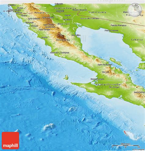 Physical Panoramic Map Of Baja California
