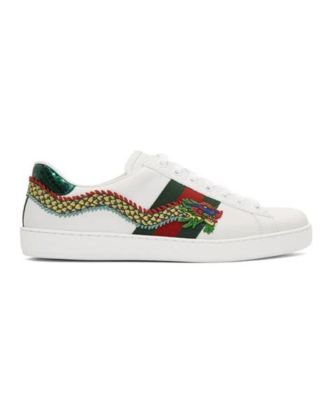 Gucci White Dragon Ace Sneakers For Men Lyst