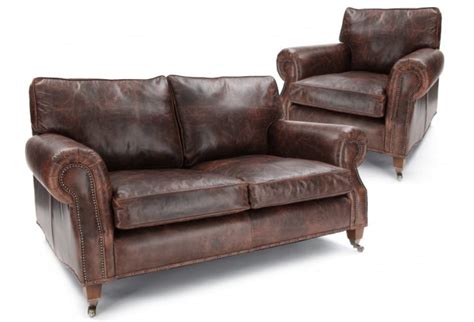 Hepburn Vintage Leather Suite From Old Boot Sofas