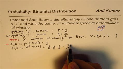 Probability Of Winning A Binomial Distribution Game On Roll Of Dice