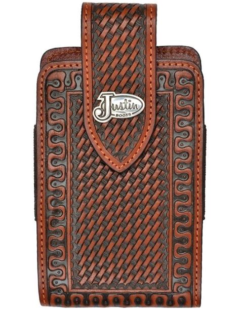 Justin Western Cell Phone Case Leather Tooled Smartphone Tan Jbph051