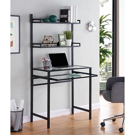 Find desks in modern or traditional design that match the decor of the room you want to place it in. Gemma Metal/Glass Small-Space Desk with Hutch - Black ...