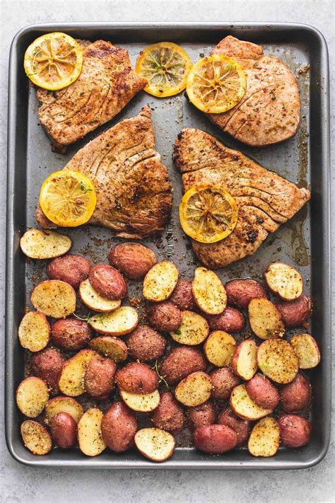 The savory lime and soy based dipping sauce is mouthwatering and full of flavor. Bold and flavorful sheet pan tuna steaks with tender ...