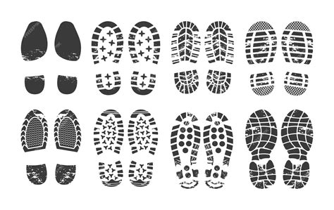 Premium Vector Human Footprint Footwear Steps Silhouette Shoes Boots