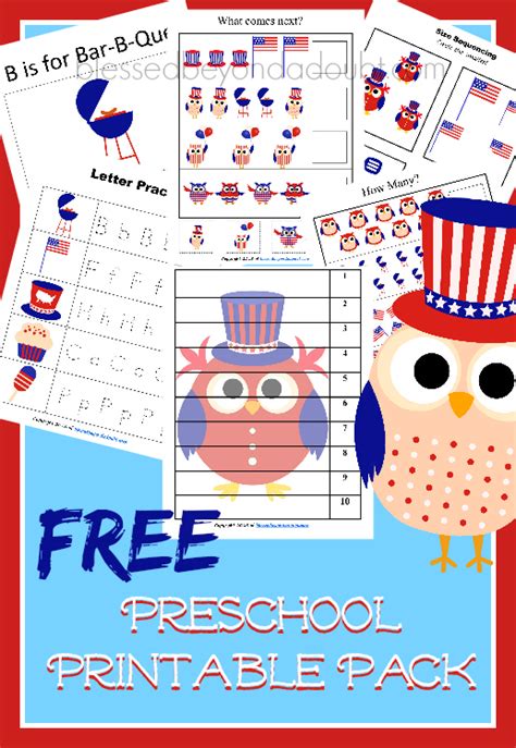 Free 4th Of July Preschool Printable Pack
