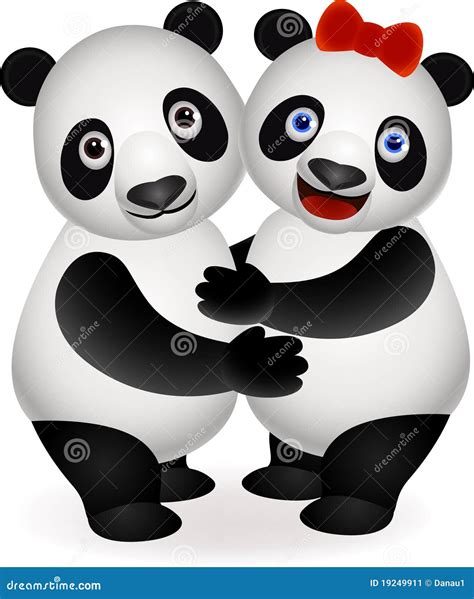 Cute Panda Couple Stock Vector Illustration Of Black 19249911