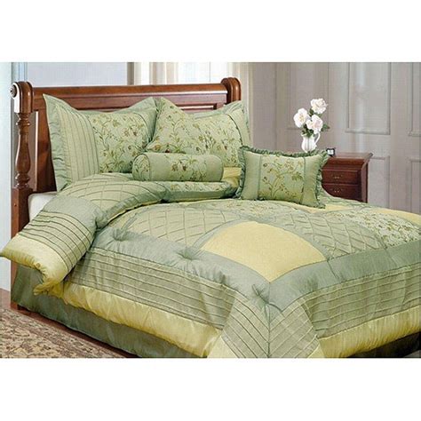 Comforter bedding sets 6 pieces with one duvet one fitted sheet four pillows king sizes. Lily Green/ Yellow 7-piece King-size Comforter Set ...