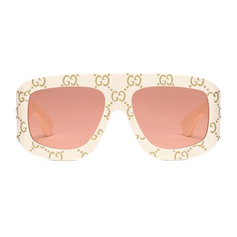 gucci rectangular sunglasses with gg ivory gucci eyewear avvenice