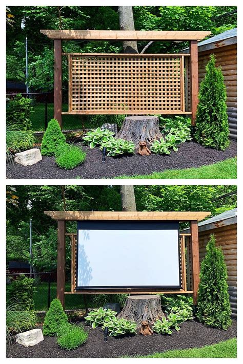 Garden Privacy Screen With Hidden Roll Down Movie Screen Modern