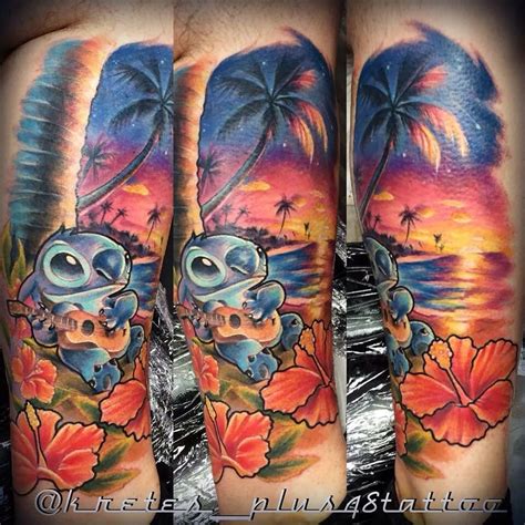Tropical Stitch Tattoo At Club 48 By Kris Disney Stitch Tattoo