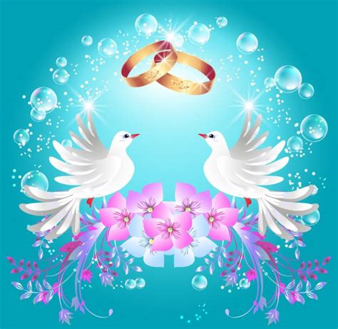 Wedding Rings And Two Doves — Stock Vector © Marisha 10097169