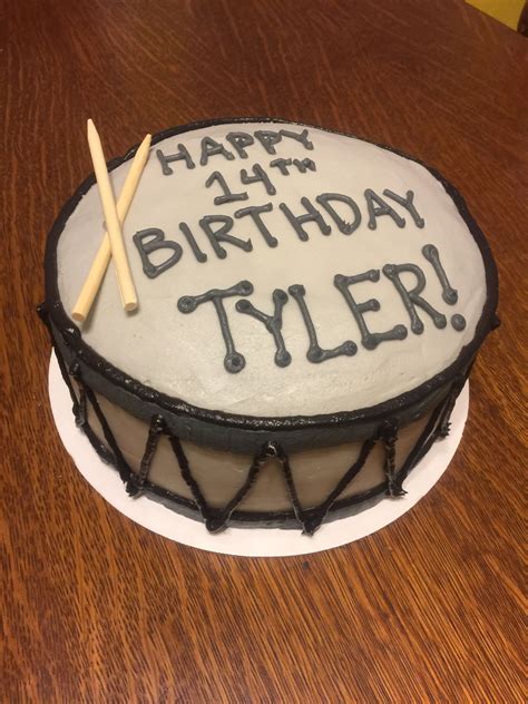 Drum Cake For A Drummer Boys 14th Birthday Celebration Triple Layer
