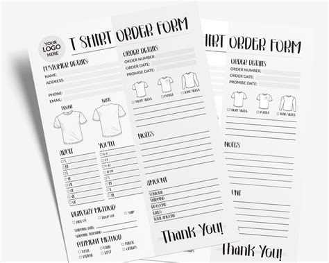 Shirt Order Form Template Tshirt Order Form Template Etsy