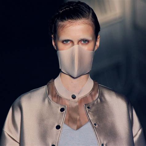 Model Donning A Latex Facemask On The Catwalk 3d Printed Mask Anti