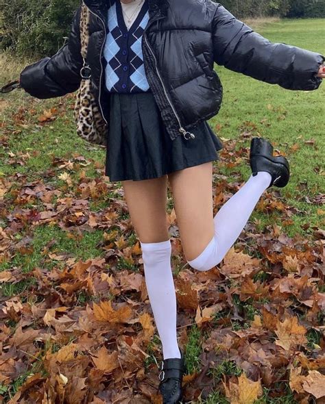 Follow For More Knee High Socks Outfit Skater Skirt