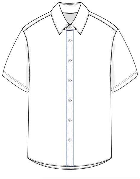 Short Sleeve Shirt Svg Vector Cad Menswear Button Up Shirt Technical
