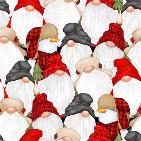 Stacked Gnomes Timber Gnomies Cotton Quilt Fabric Christmas Etsy