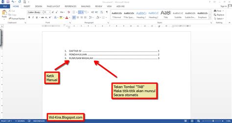 Cara Membuat Garis Putus Putus Untuk Daftar Isi Pada Microsoft Word