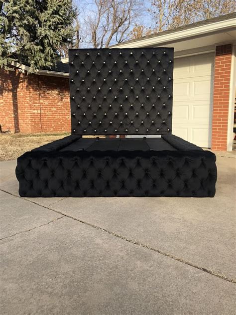 Platform Tufted Bed Extra Wide Tall California King Queen ...