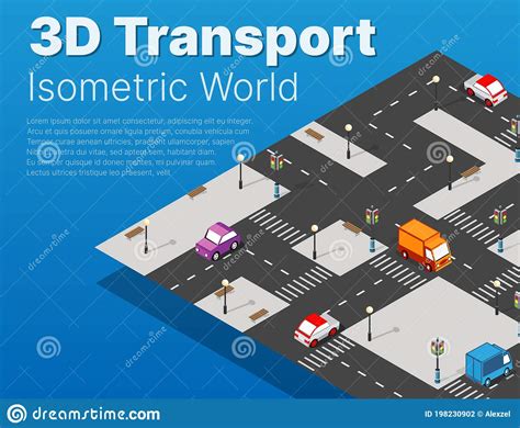 Isometric City Map Environmental Infographic Set With Transport Stock