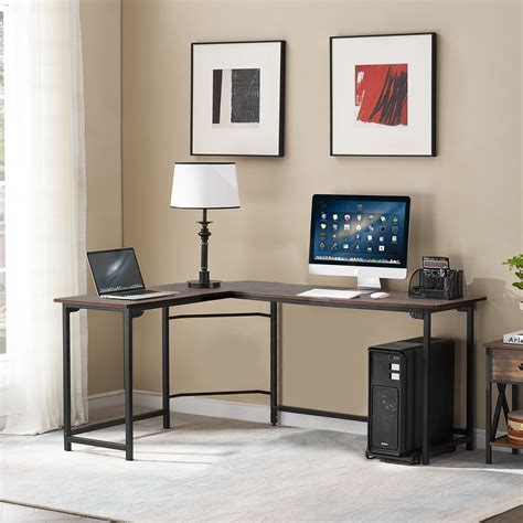 VECELO L-Shaped Computer Desk with CPU Stand,Gaming Desk Corner Desk, PC Laptop Study ...