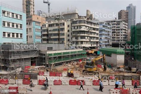 Lokasi Pembangunan Stasiun Mtr Ke Kwa Wan Di Hong Kong Foto Stok