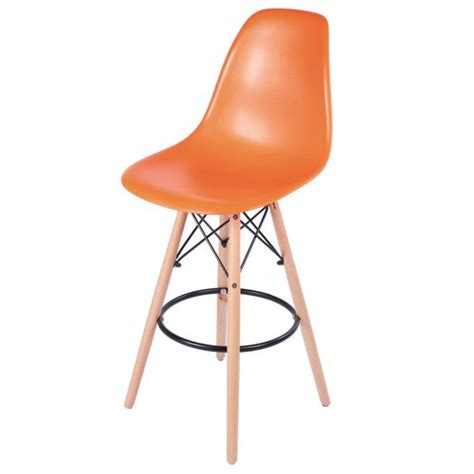 Eames Style Bar Stool With Tall Wooden Base