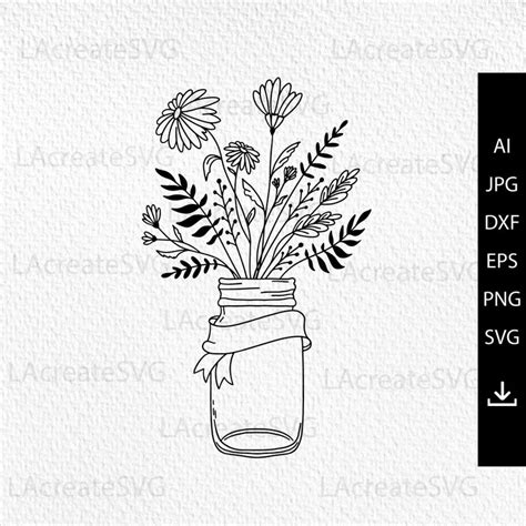 Floral Mason Jar Svg Mason Jar Monogram Frame Mason Jar Etsy Mason