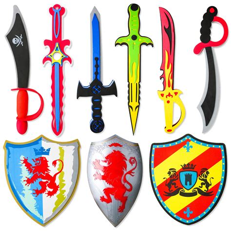 Buy Proloso 9 Pack Foam Toy Swords And Shields Playset Ninja Warrior