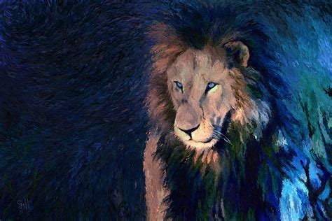 African Lion Painting By Shubnum Gill Fine Art America