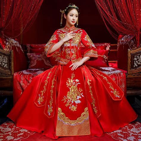 Aliexpress Com Buy Red Wedding Dress Traditional Chinese Qipao National Costume Womens
