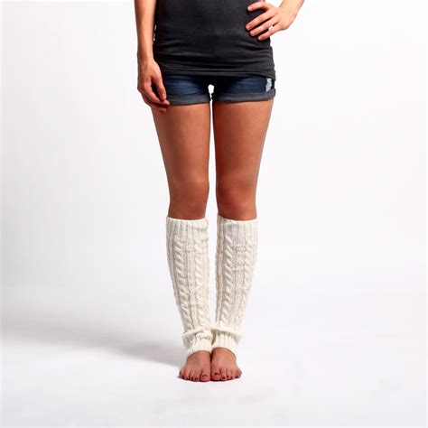 Cable Knit Leg Warmers In Ivory Dailylook